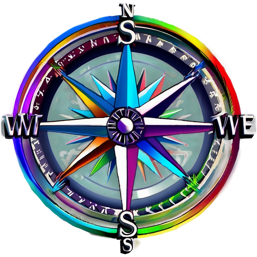 Colorful Compass Rose Illustration Png Bpa