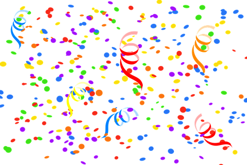 Colorful Confettiand Streamerson Black Background PNG with transparent background