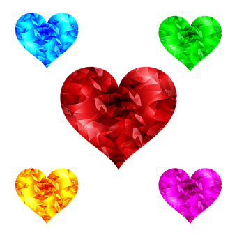 Colorful Crystal Hearts Array