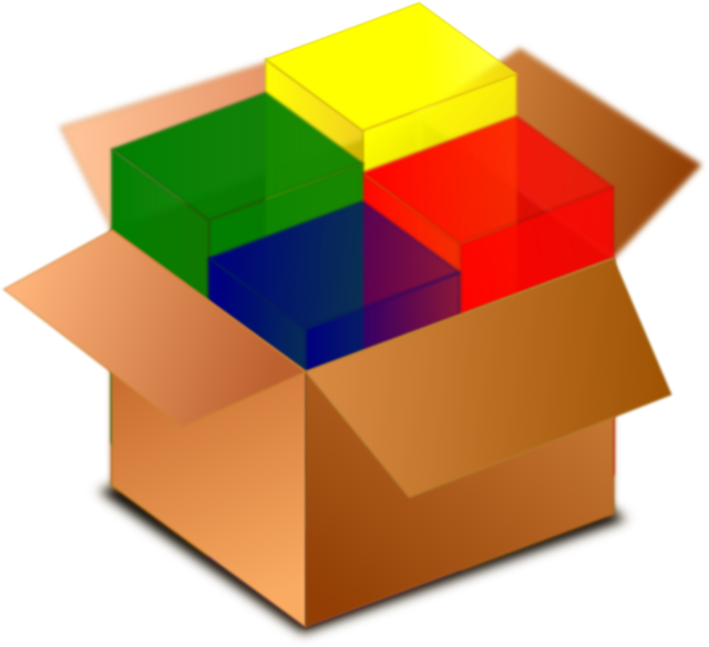 Colorful Cubesin Cardboard Box