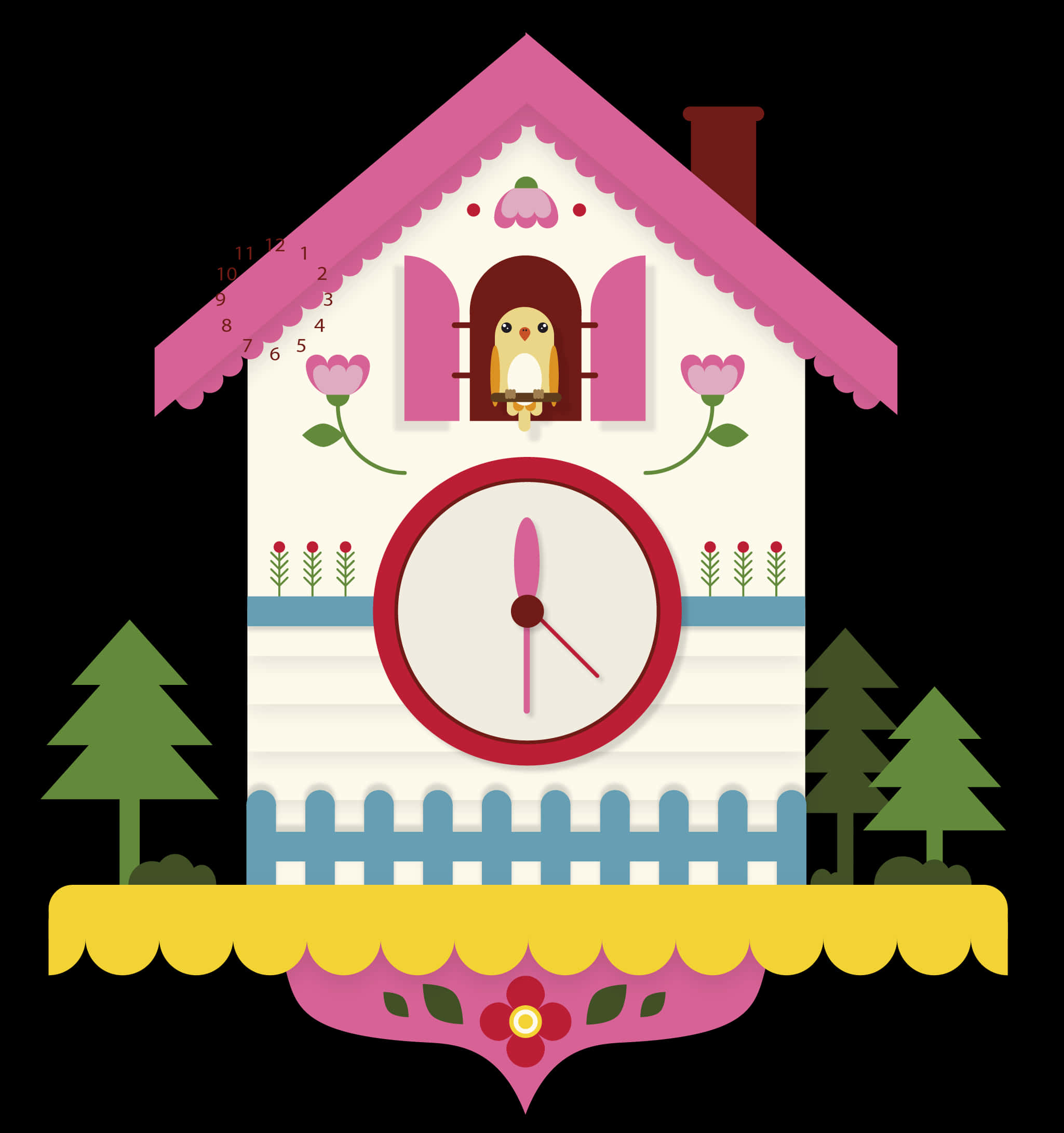 Colorful Cuckoo Clock Illustration