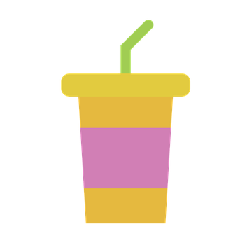 Colorful Cup With Straw Vector PNG with transparent background