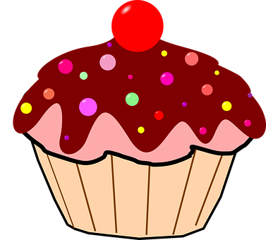 Colorful Cupcake Clipart PNG with transparent background