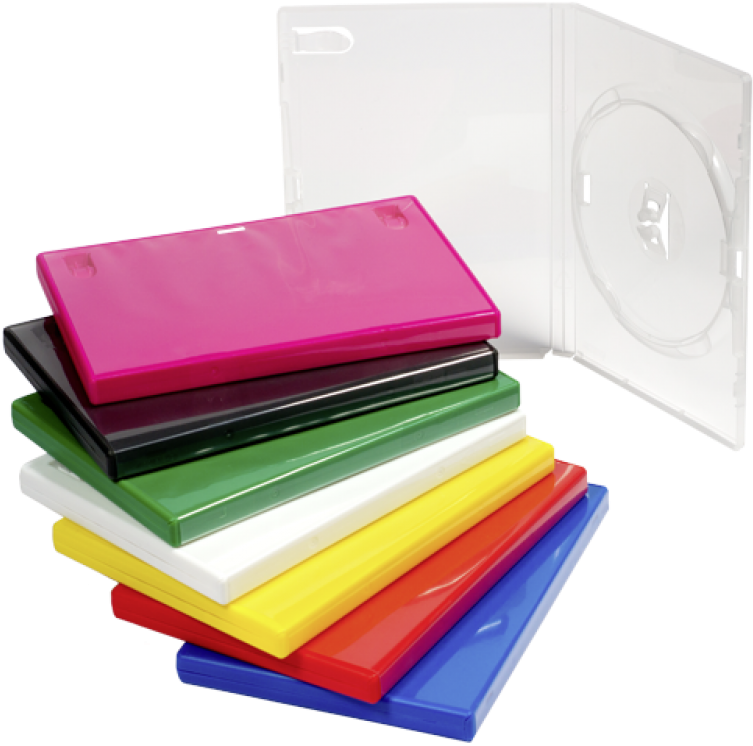 Colorful D V D Cases Stacked PNG with transparent background