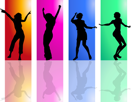 Colorful Dance Silhouettes PNG with transparent background