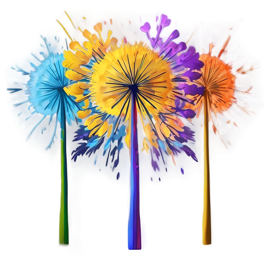 Colorful Dandelion Art Png Oxb81