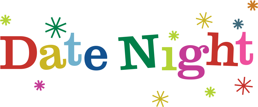 Colorful Date Night Text PNG with transparent background