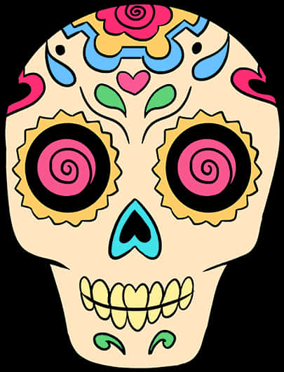 Colorful Decorated Skull Illustration