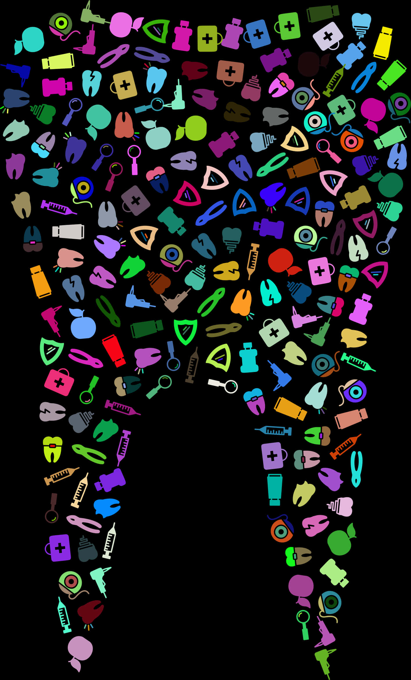 Colorful Dental Icons Tooth Shape