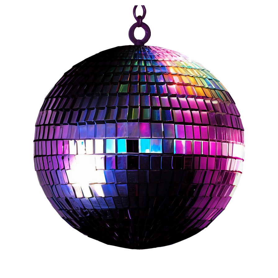 Colorful Disco Ball Illuminated PNG with transparent background