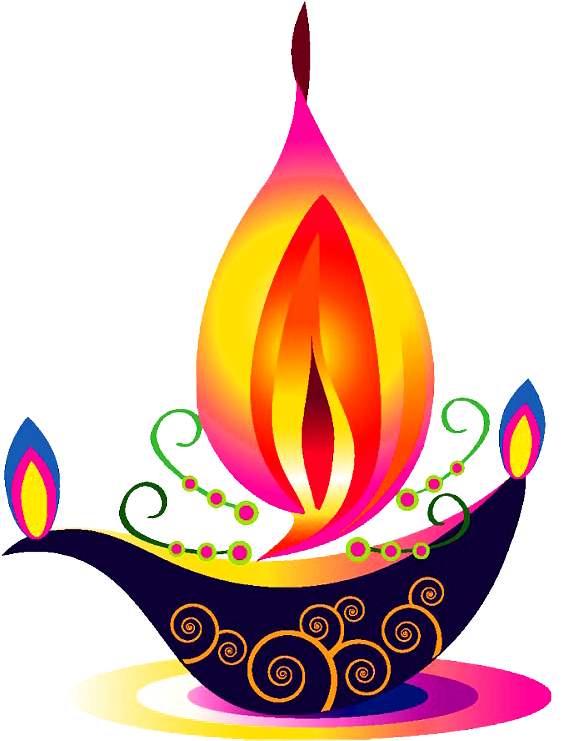 Colorful Diwali Lamp Illustration PNG with transparent background