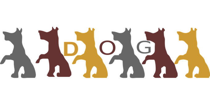 Colorful Dog Silhouettes Spelling Word PNG with transparent background