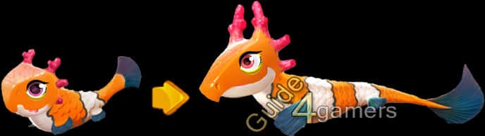 Colorful_ Dragon_ Fish_ Character PNG with transparent background