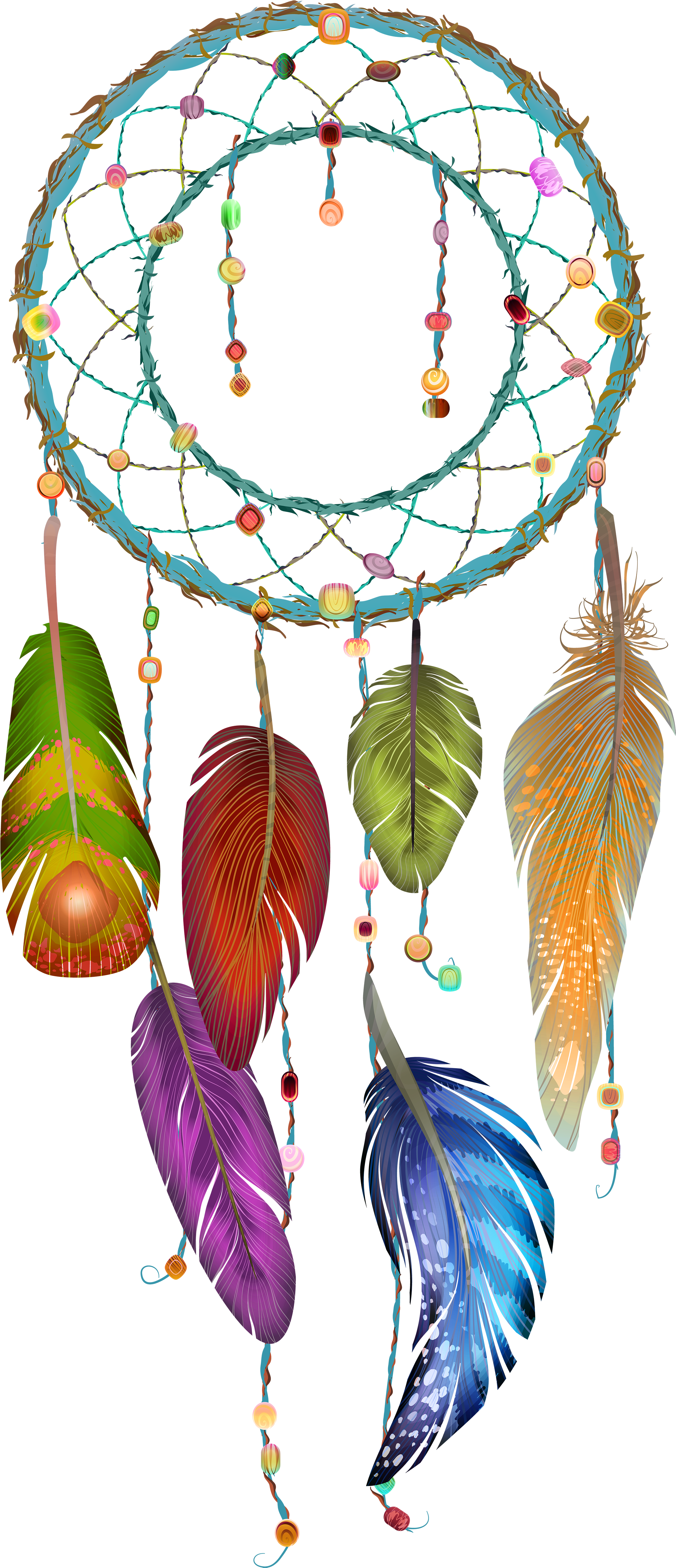 Colorful Dreamcatcher Artwork PNG with transparent background