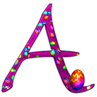 Colorful Easter Egg Letter A PNG with transparent background