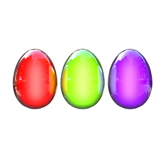 Colorful Easter Eggs Black Background PNG with transparent background