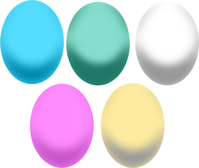Colorful Eggs Black Background PNG with transparent background