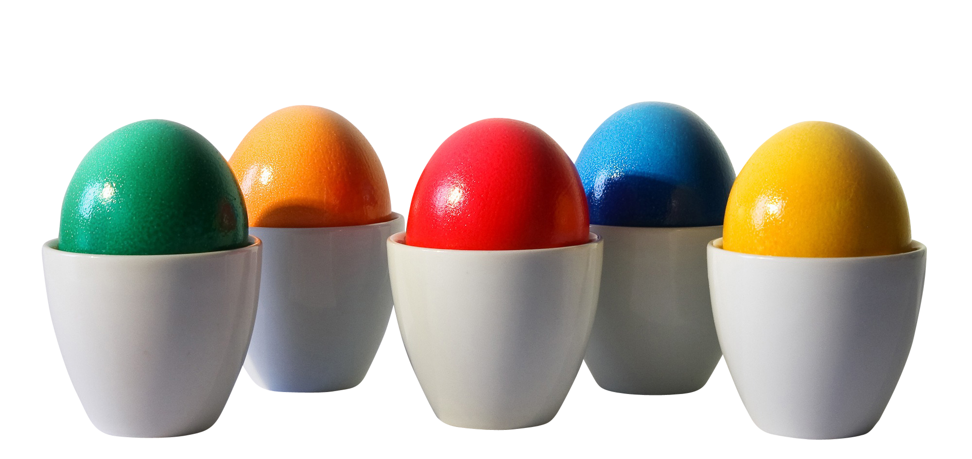 Colorful Eggsin Cupson Black Background PNG with transparent background