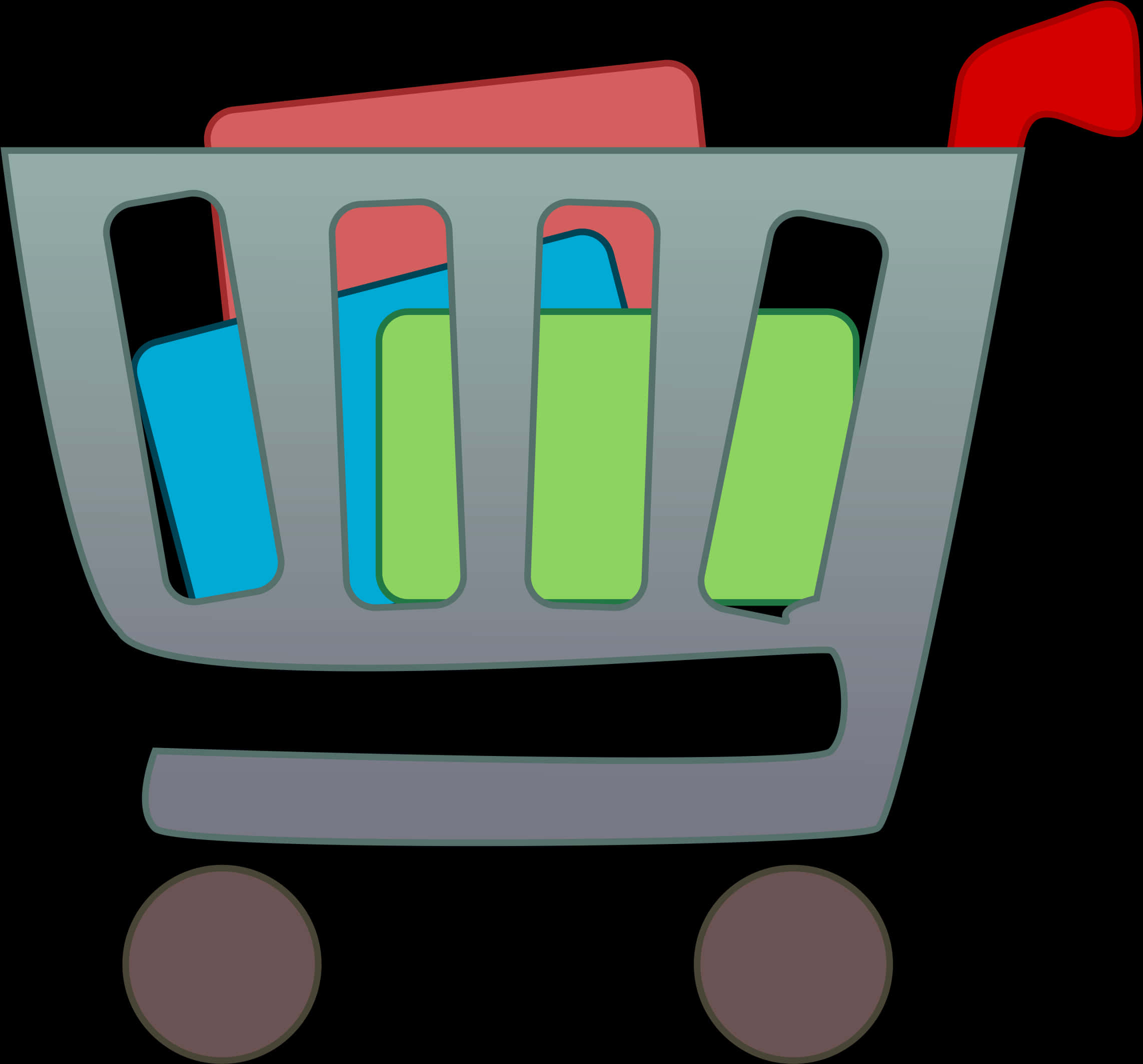 Colorful Eraser Shopping Cart Icon PNG image with a transparent background, free high-resolution download