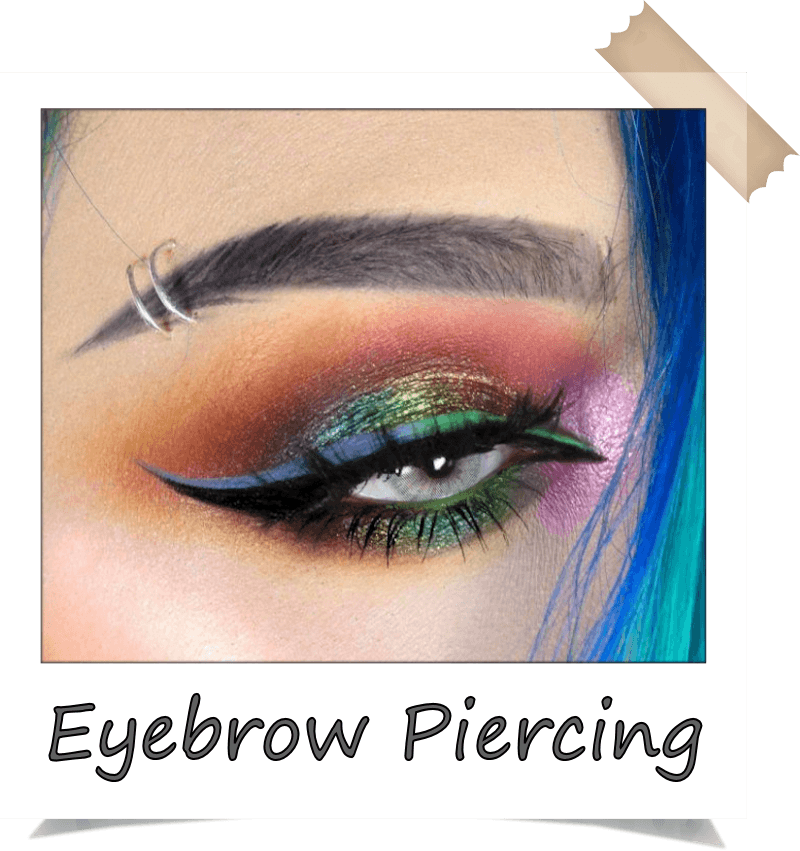 Colorful Eyebrow Piercing Makeup PNG with transparent background
