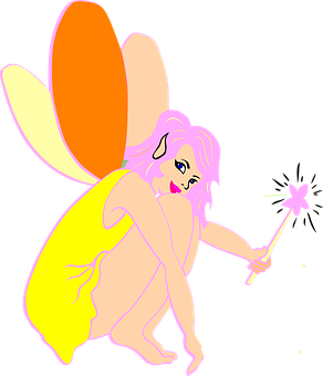 Colorful Fairy Illustration PNG with transparent background