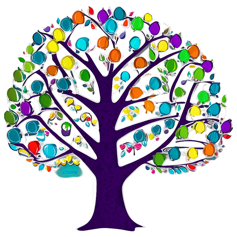 Colorful Family Reunion Tree Graphic Png 06212024