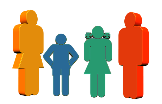 Colorful Family Silhouette Graphic PNG with transparent background