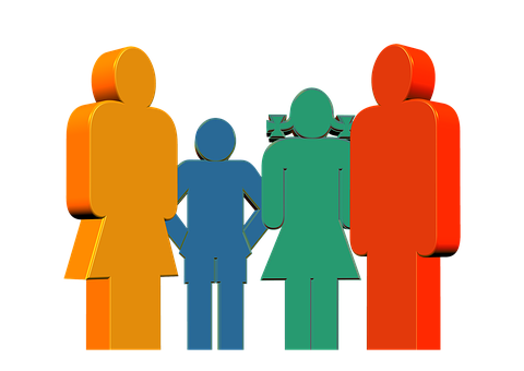 Colorful Family Silhouette Graphic PNG with transparent background