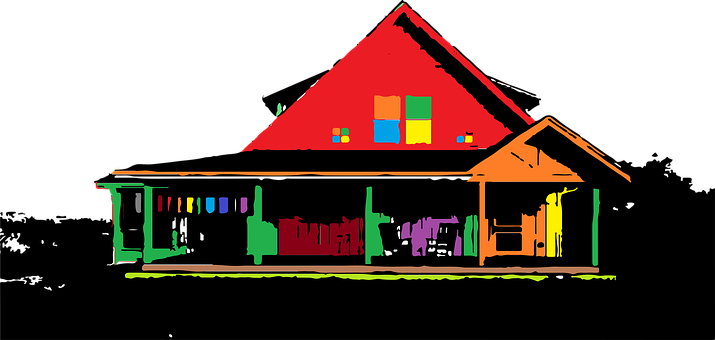 Colorful Farmhouse Vector Art PNG with transparent background