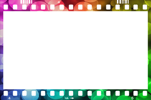 Colorful Film Strip Border Background PNG with transparent background
