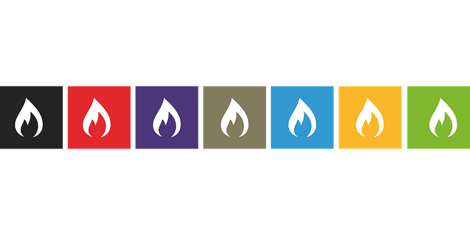Colorful_ Flame_ Icons_ Set PNG with transparent background