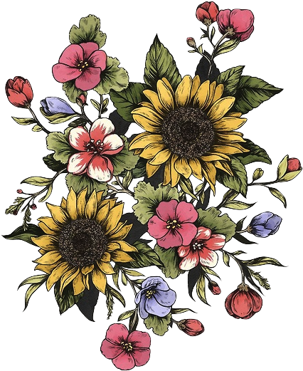 Colorful Floral Bouquet Tattoo Design