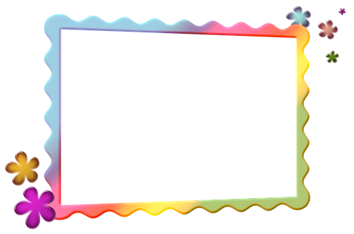 Colorful Floral Frame Template PNG with transparent background