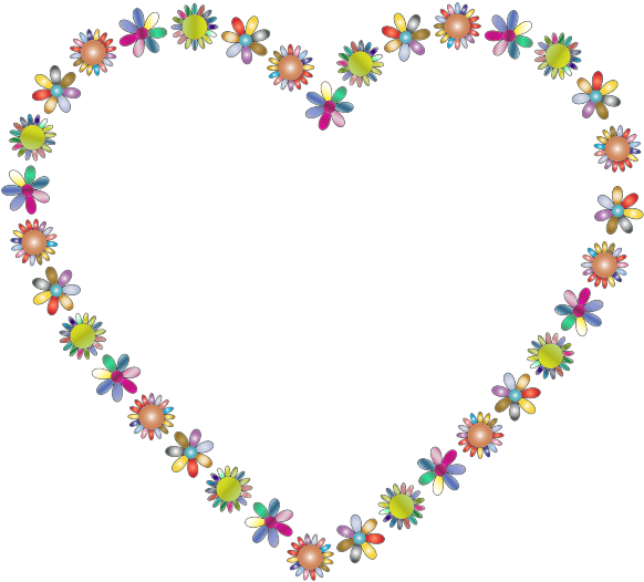 Colorful Floral Heart Frame