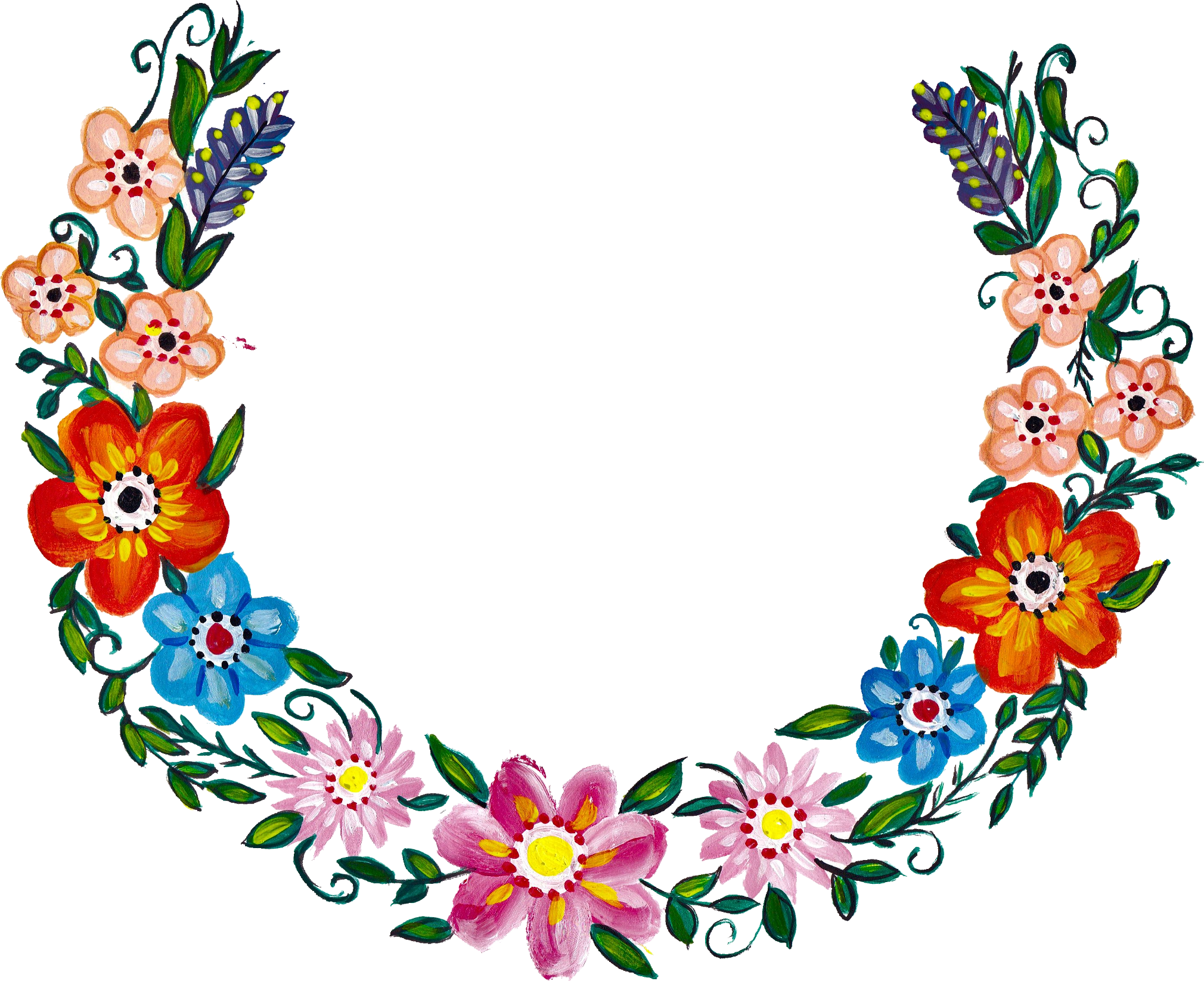 Colorful Floral Wreath Artwork