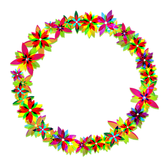 Colorful_ Floral_ Wreath_ Vector_ Graphic PNG with transparent background