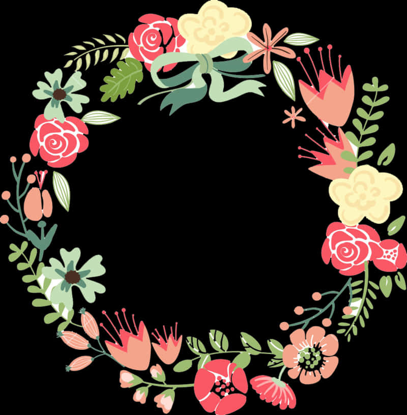 Colorful_ Floral_ Wreath_ Vector