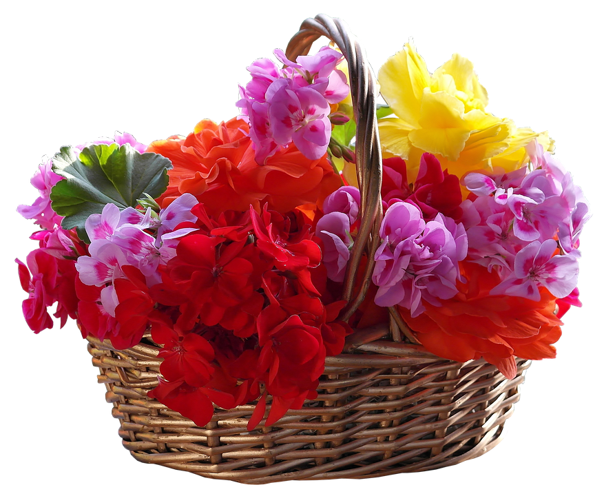 Colorful Flower Basket PNG with transparent background