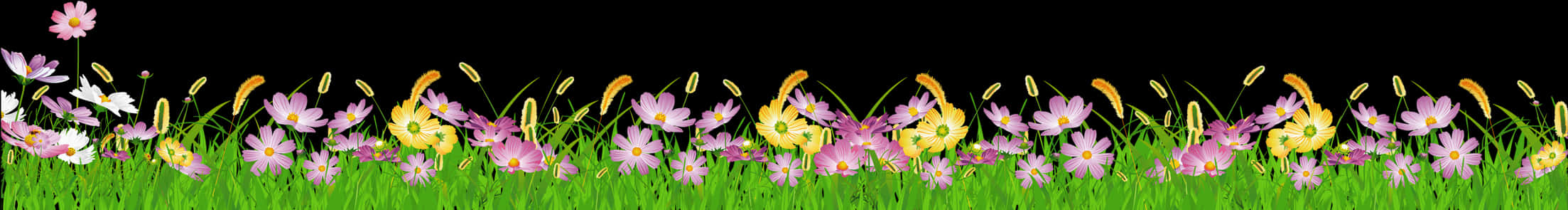Colorful Flower Border Design PNG image with a transparent background, free high-resolution download