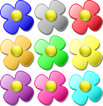 Colorful Flower Icons Set PNG with transparent background