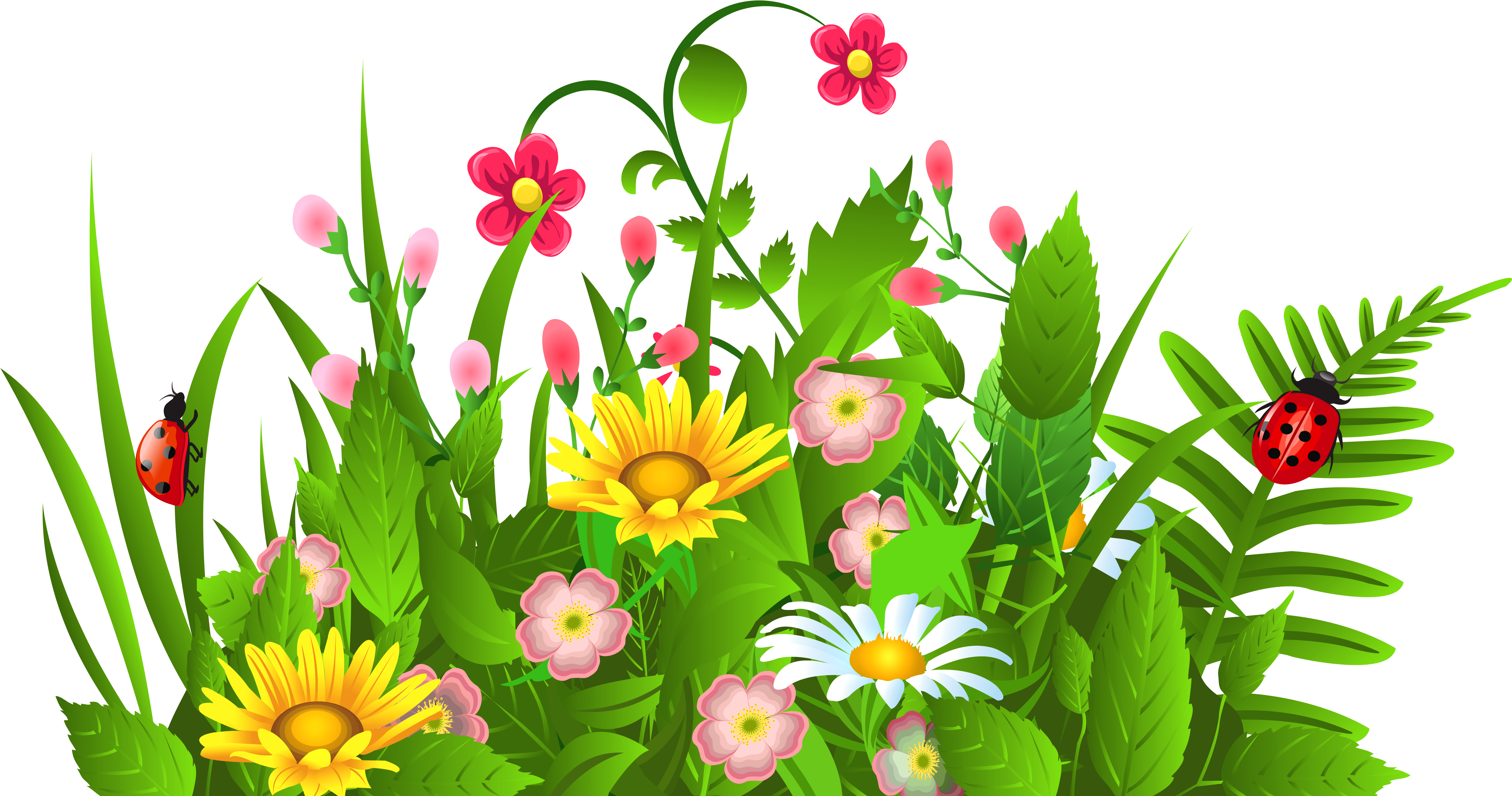 Grass Ground With Flowers And Butterflies Png Clipart - Clipart Of Spring Flowers, Transparent Png PNG image with a transparent background, free high-resolution download