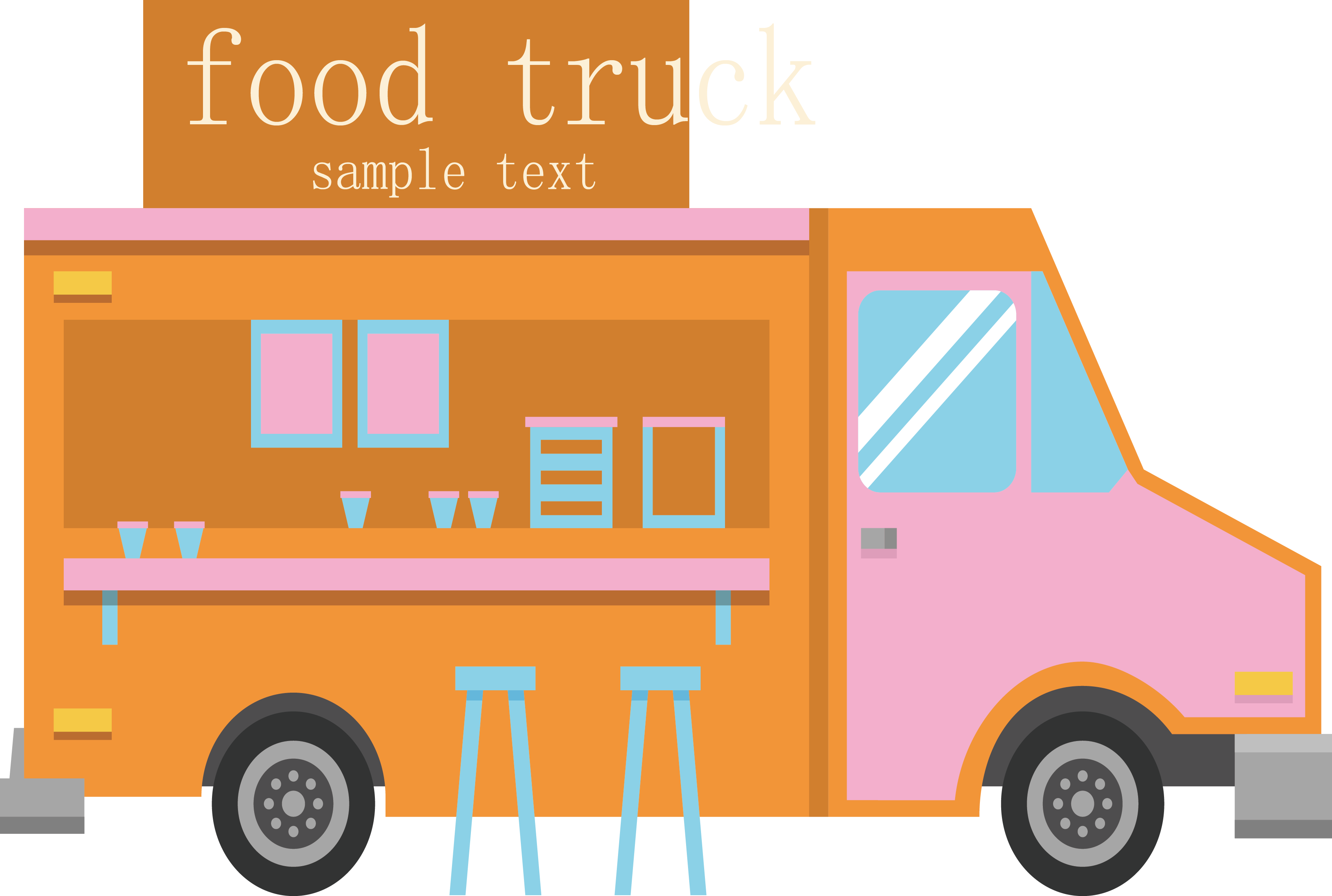 Transparent Food Truck Clipart - Food Truck Png Cartoon, Png Download PNG with transparent background