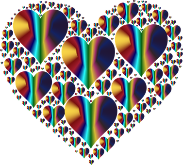 Colorful Fractal Hearts Pattern