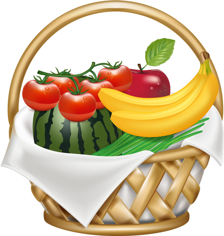 Colorful Fruit Basket Illustration