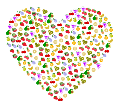 Colorful Fruit Heart Pattern