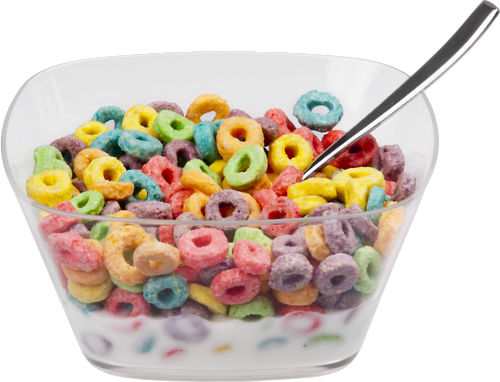 Colorful Fruit Loop Cereal Bowl PNG with transparent background
