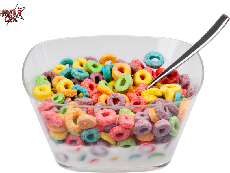 Colorful Fruit Loops Cereal Bowl PNG image with a transparent background, free high-resolution download