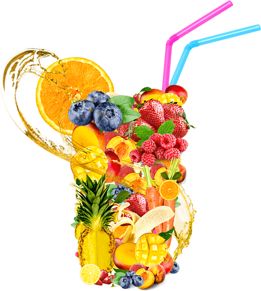 Colorful Fruit Splash Smoothie Art PNG with transparent background