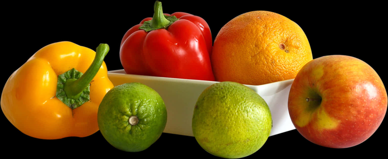 Colorful Fruitsand Vegetables Black Background