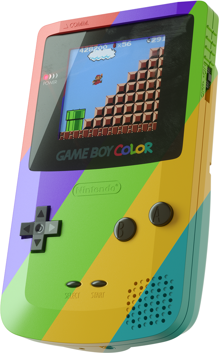 Colorful Game Boy Color Playing Mario